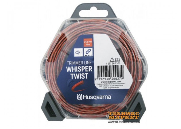 Фото 2 - Триммерный корд Husqvarna Whisper Twist 1,5мм/15м Spool Orange/Black (5976691-01)